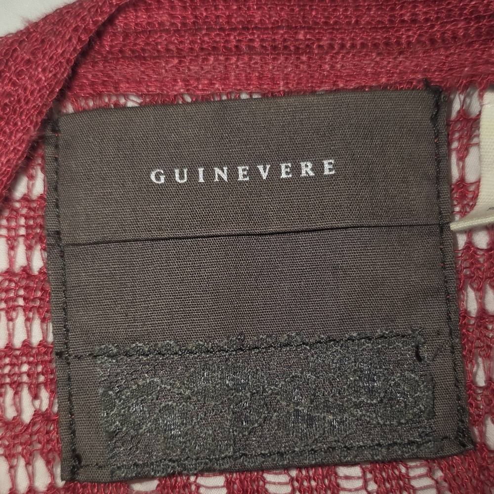 Guinevere Anthropologie Linen Knit Cardigan Womens Medium Red Button Front - Picture 8 of 12